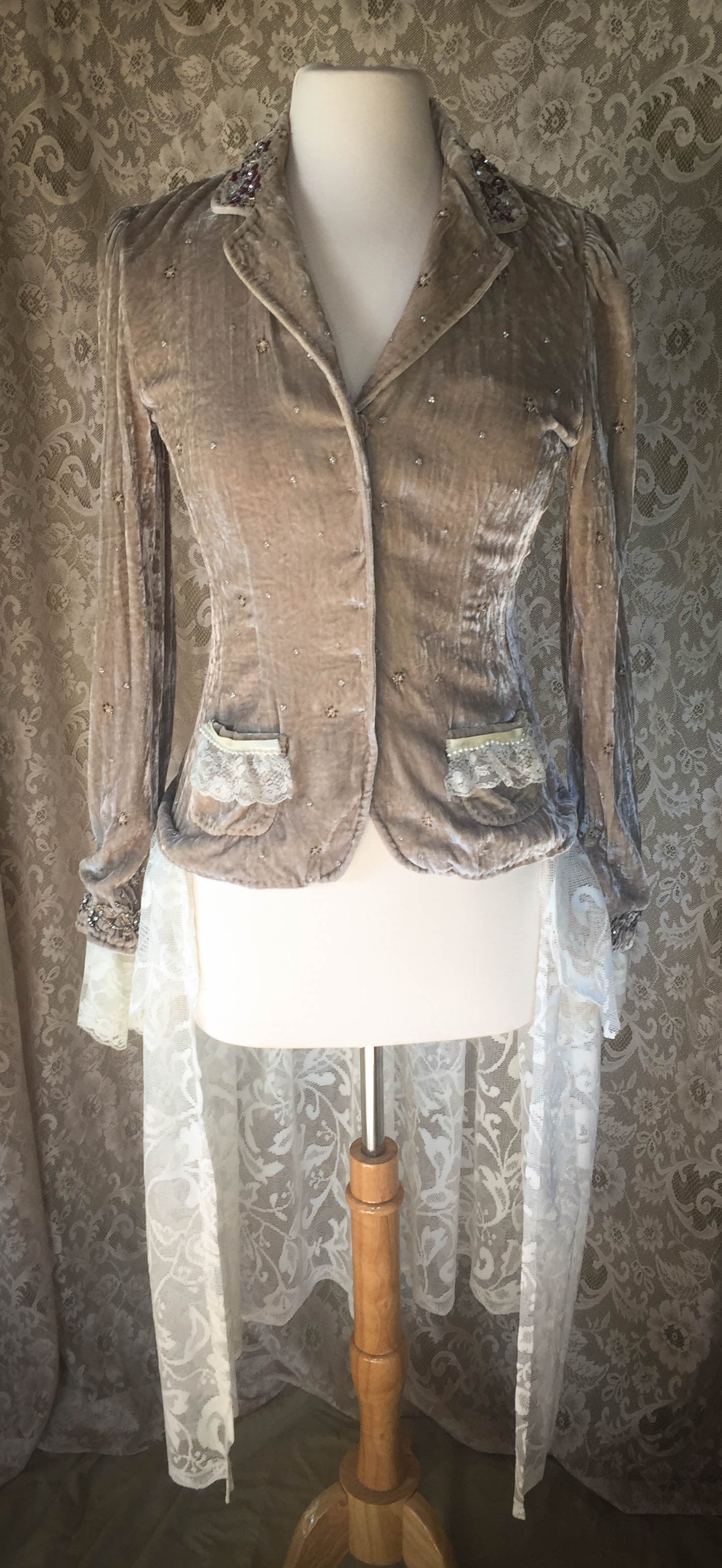 Victorian Queen - Crushed Velvet Recycled/Upcycled Jacket -SMALL